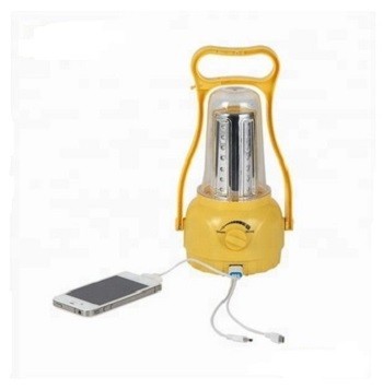 LED portable solar camping lantern with mobile phone charger