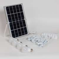 12W Solar panel 4 LED bulbs Portable Solar power lighting system kit for home with mobile phone charging with bracket